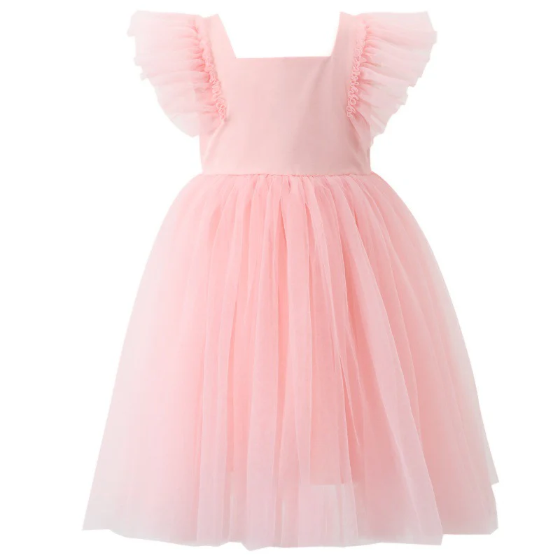 Summer Cross-Border Children's Clothing  Girls' Sleeveless One-Piece Dress Thin Bow Princess Dress Tulle Skirt Dress - Deanwangkt