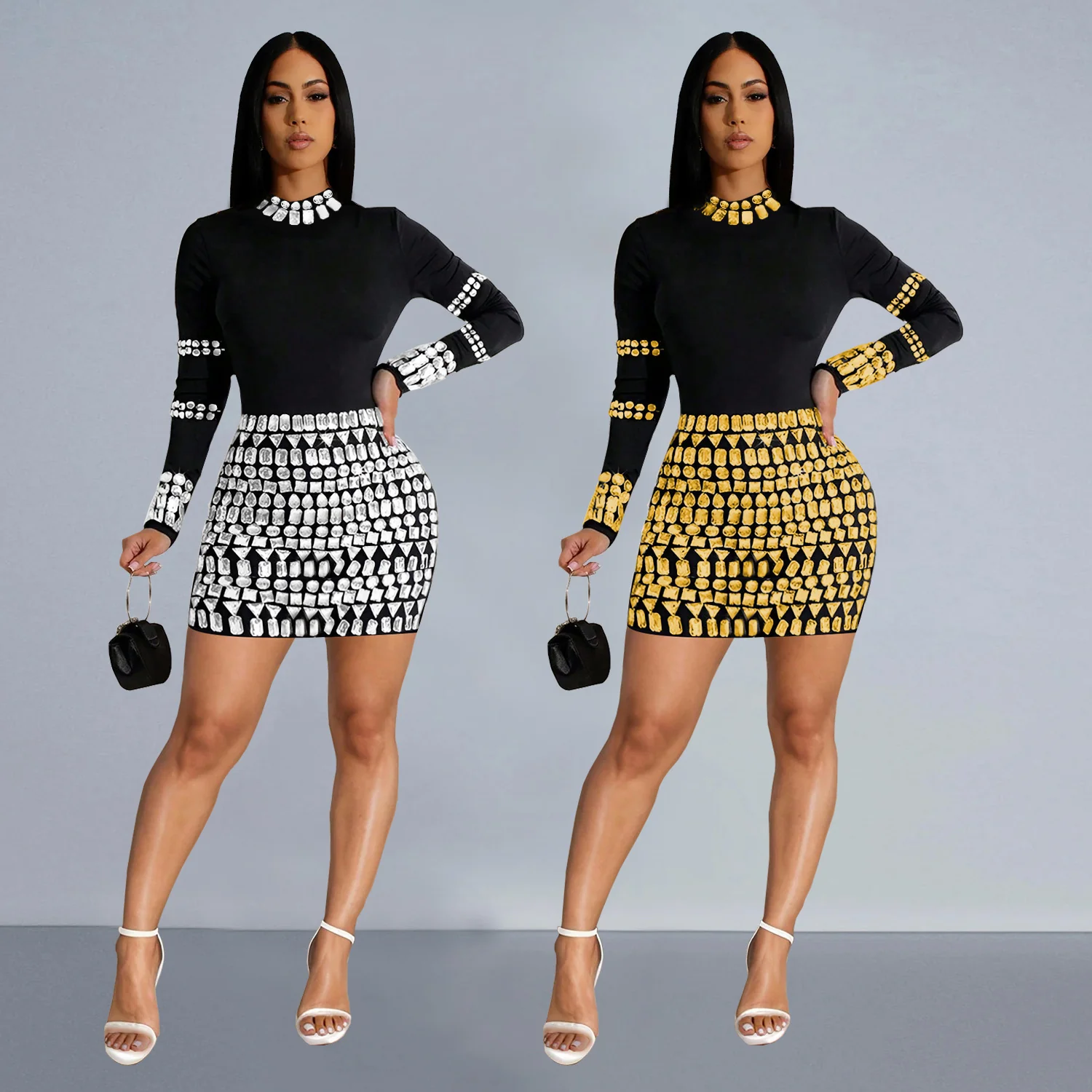 2025 C7138    Popular and  Fashion Women's Clothing Hot Diamond Party Casual Slim Dress New - Deanwangkt