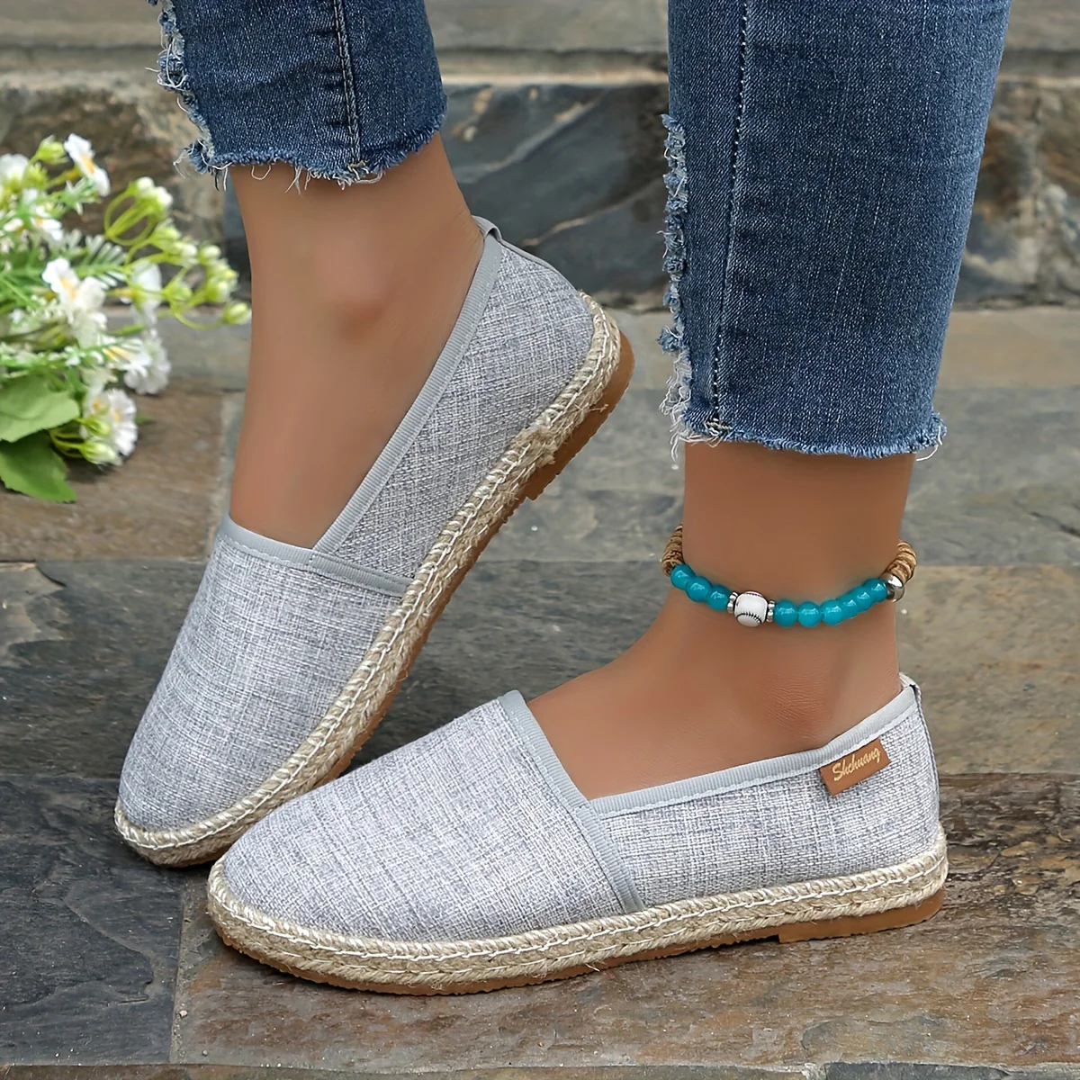 Womens Comfortable Canvas Slip-On Loafers - Lightweight, Breathable, and Flat Espadrille Shoes for Summer Walking - Fabric Inner, TPU Sole, and Plain Toe Design - Deanwangkt
