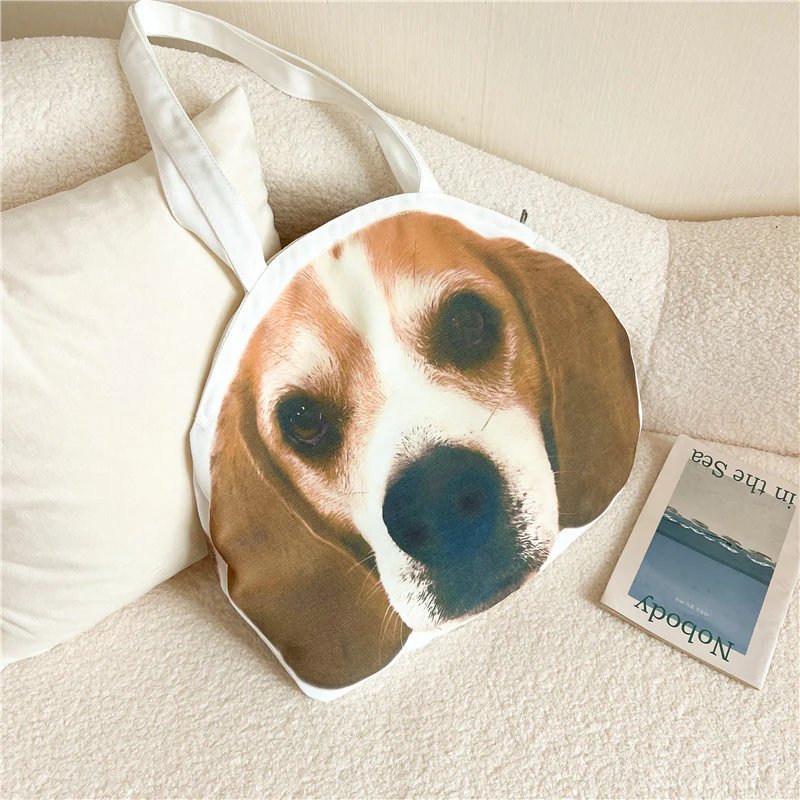 DEANWANGKT 2025 Bag  new  ins cute puppy funny canvas bag large capacity tote bag women's bag shoulder bag - Deanwangkt