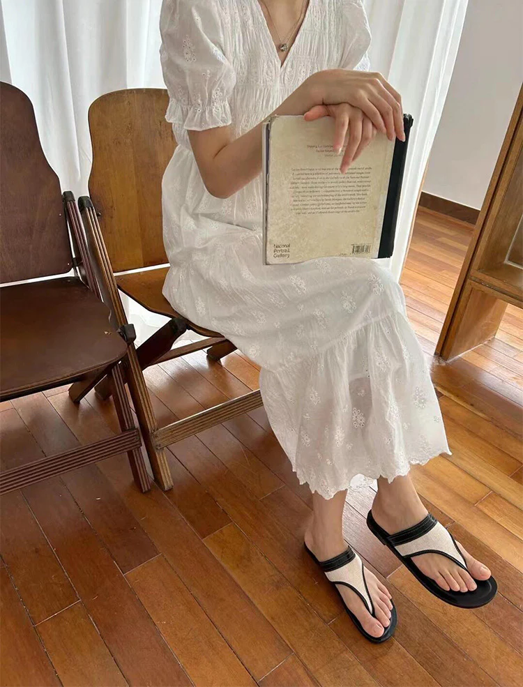 DEANWANGKT  In Stock Sheepskin Version ~ Korean Style Minority Simple Genuine Leather Flip-Flops Women's Summer Flat Fashion Outerwear Flip-Flops 2025 - Deanwangkt