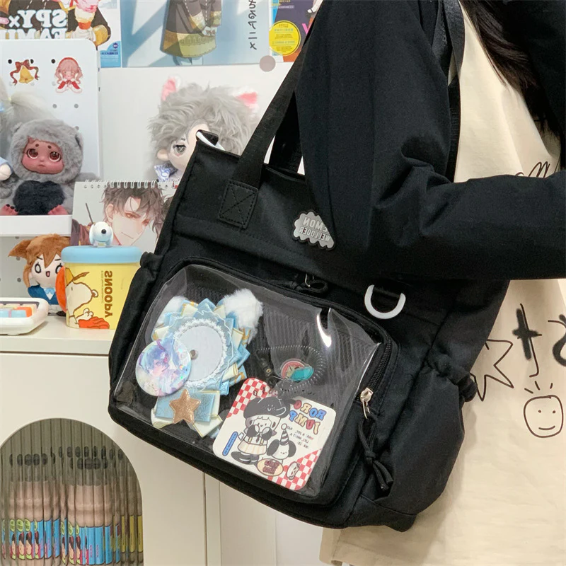 DEANWANGKT 2025 Japanese versatile high-value shoulder messenger bag ins college style soft girl bag student make-up bag pain bag - Deanwangkt