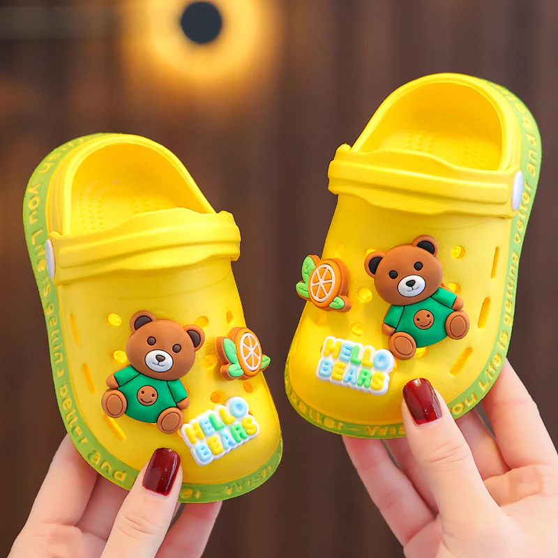 DEANWANGKT Eva Children's Closed Toe Hole Shoes Summer Girls Boys Baby Indoor Soft Bottom Non-Slip Kid's Cartoon Sandals - Deanwangkt