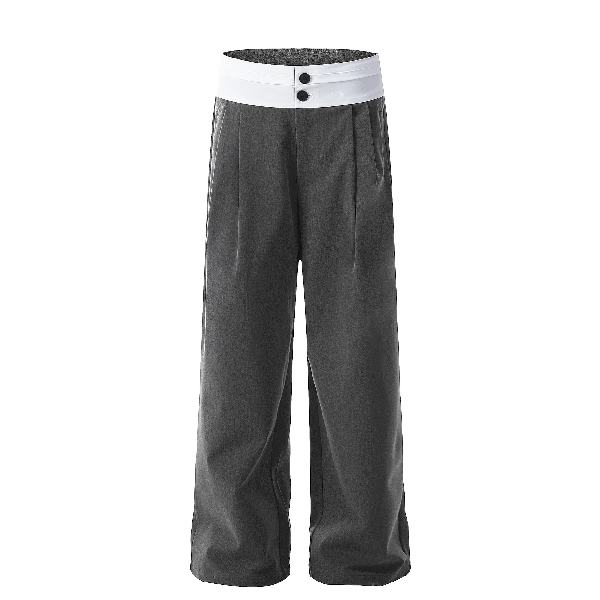 Man Kun C873-popular 2025n high street loose high-end splicing design high-waisted trousers men's and women's casual trousers - Deanwangkt