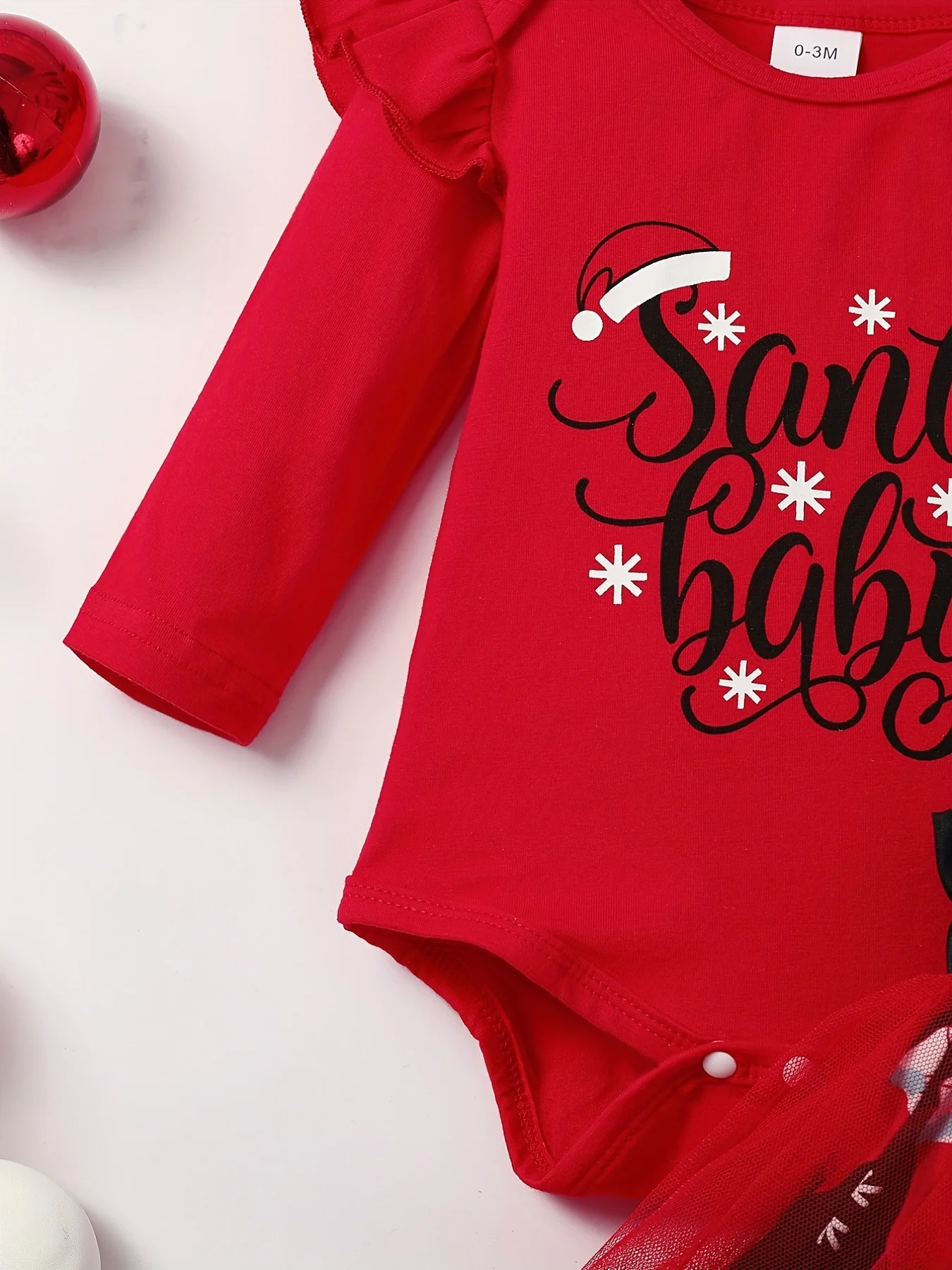 Baby Girls Adorable Christmas Outfit Infant Long Sleeve Romper & Snowman Print Tulle Dresses Outdoor Set Festival Party Dress Up - Deanwangkt