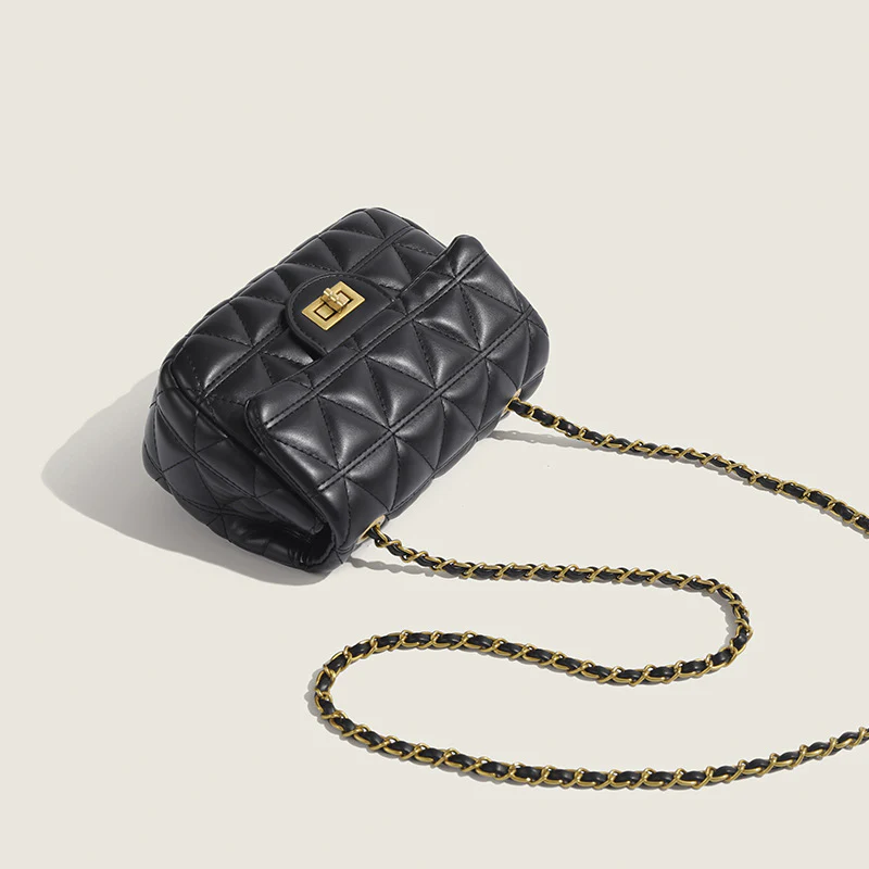 DEANWANGKT 2025 Versatile ins small square bag women's  new summer trendy fashion diamond chain bag niche shoulder underarm bag - Deanwangkt