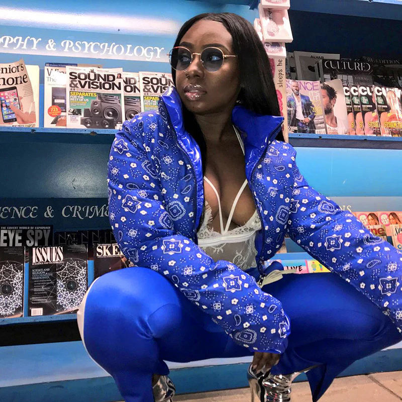 M22TP520 European and American women's clothing autumn and winter new casual printing lapel zipper front and back two wear long-sleeved slim cotton clothes - Deanwangkt