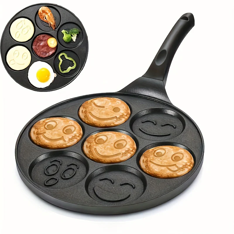 1pc Mini Pancake Maker Pan - 7-Mold Design, Non-Stick, Easy to Clean, Space-Saving, Perfect for Kitchen Utensils, Kitchen Supplies, Breakfast, Brunch, and Snack Preparation - Deanwangkt