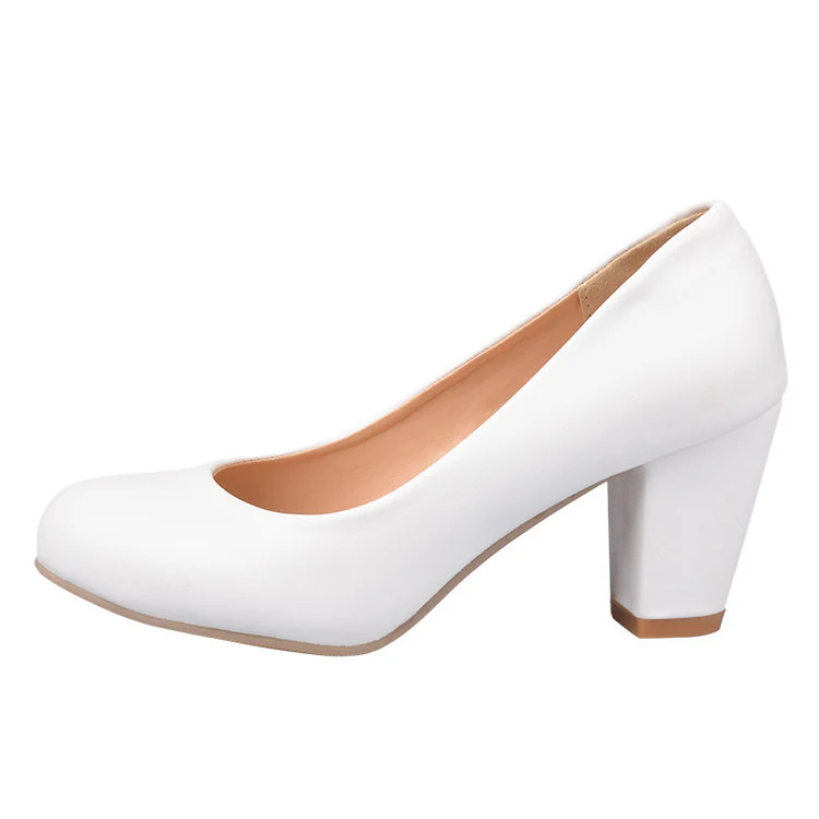 DEANWANGK  Yingmeier Cross-Border Chunky Heel High Heel Shoes round Toe Low-Cut plus Size 40-43 44 45 46 Size 47 Pumps Women's Shoes - Deanwangkt
