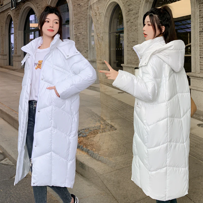 Russian cold-resistant cotton clothes women's 2023 winter new medium and long knee-length hooded cotton-padded clothes loose cotton-padded jackets trendy - Deanwangkt