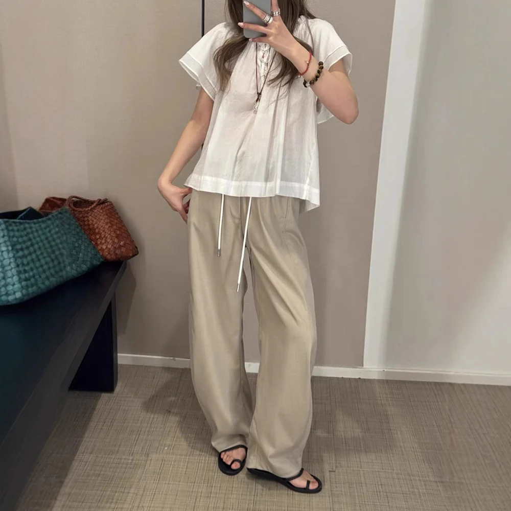 Siyuan cool casual pants  spring and summer new comfortable versatile and thin drop straight scimitar pants 7876 - Deanwangkt