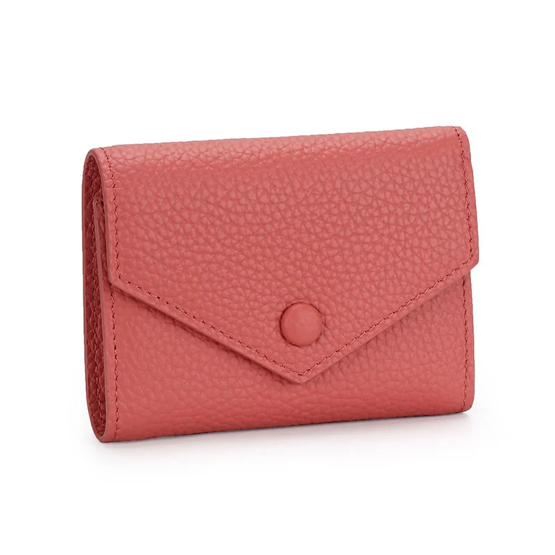 Genuine Leather Women's Foldable Cowhide Short Wallet Fashion Envelope Triple Fold Purse Wallet - Deanwangkt