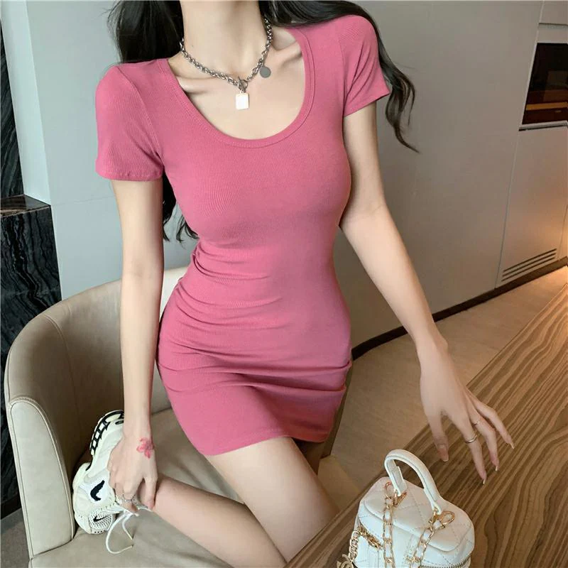 Pure Desire Sexy Tight Hot Girl Dress Women's Clothing Summer 2025 New Skirt Waisted Pink Slimming Dress - Deanwangkt