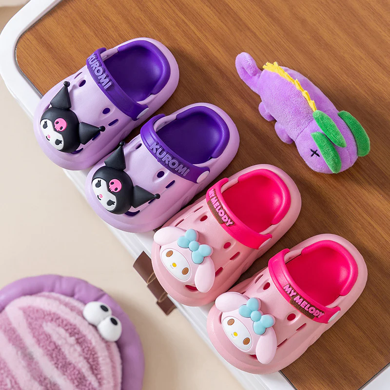 DEANWANGKT Sanrio Clow M Cartoon Children's Eva Hole Shoes Boys Closed-Toe Slippers Non-Slip Melody Girls' Sandals - Deanwangkt