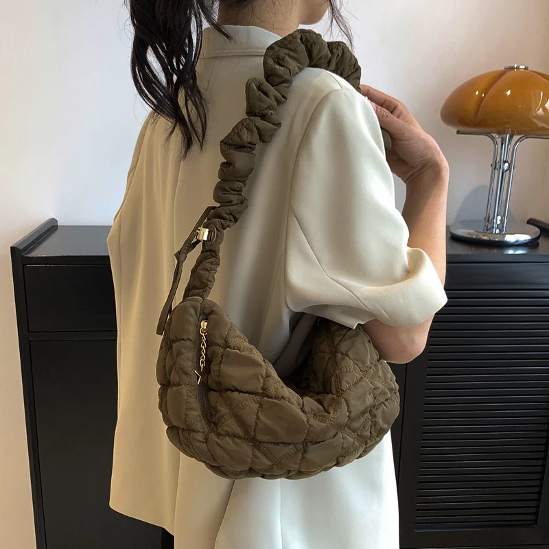 DEANWANGKT 2025 Cross-border bag  new Korean version pleated cloud bag down bag underarm dumpling bag women's bag shoulder messenger bag - Deanwangkt