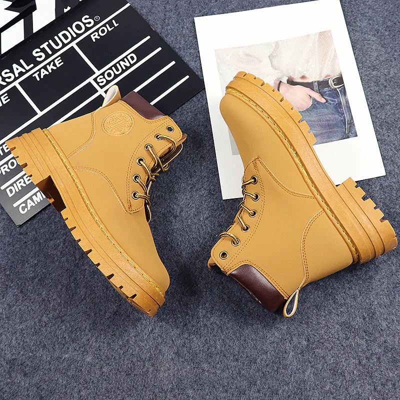 Women's Martin Boots Women's  New Autumn Mountaineering Worker Boots Thick Bottom All-Match British Style Retro Ankle Boots - Deanwangkt