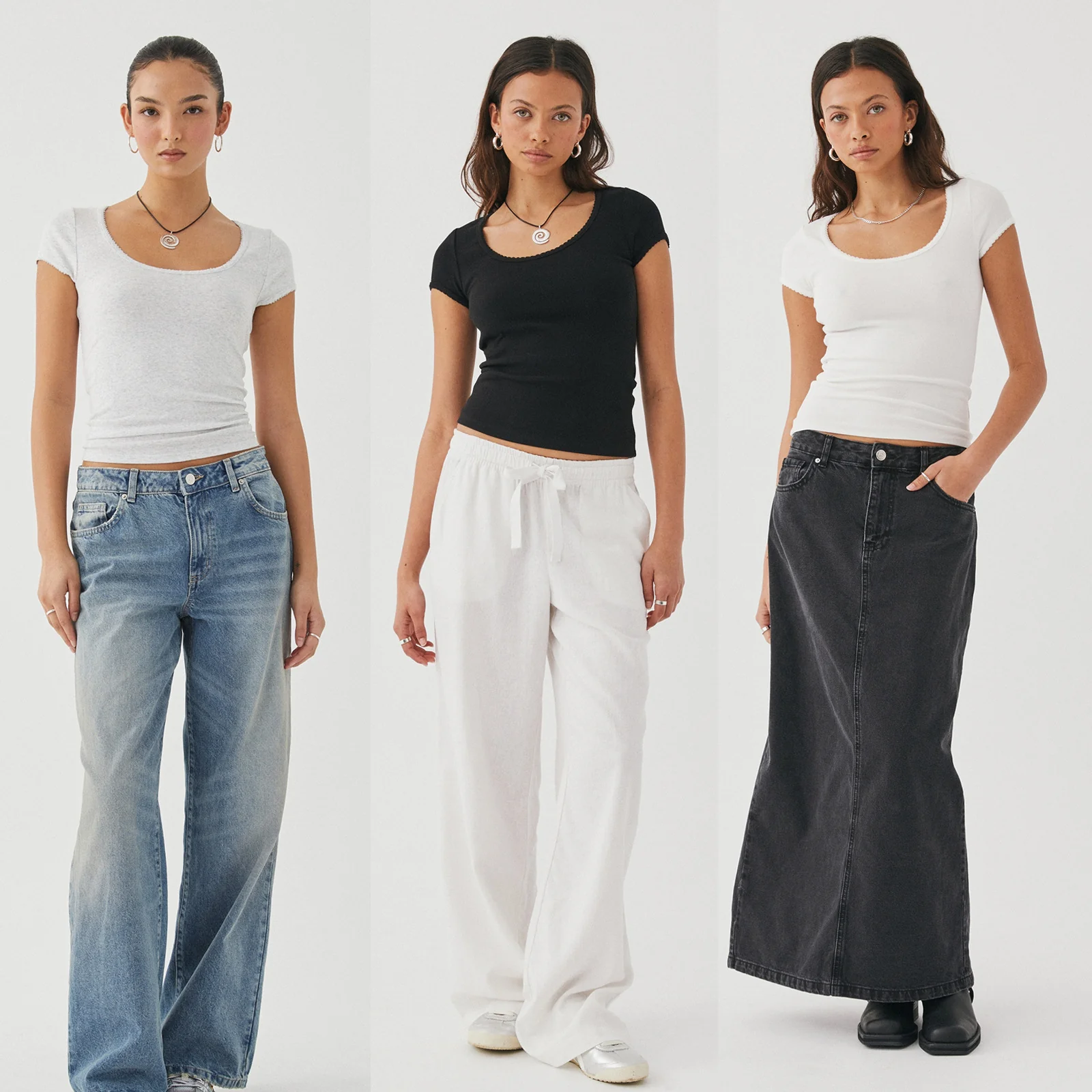 DEANWANGKT  Cross-Border Foreign Trade European and American  Women's Short-Sleeved Solid Color U-Neck Slim Fit Patchwork Spring and Summer Knitted Short-Sleeved T-shirt for Women - Deanwangkt