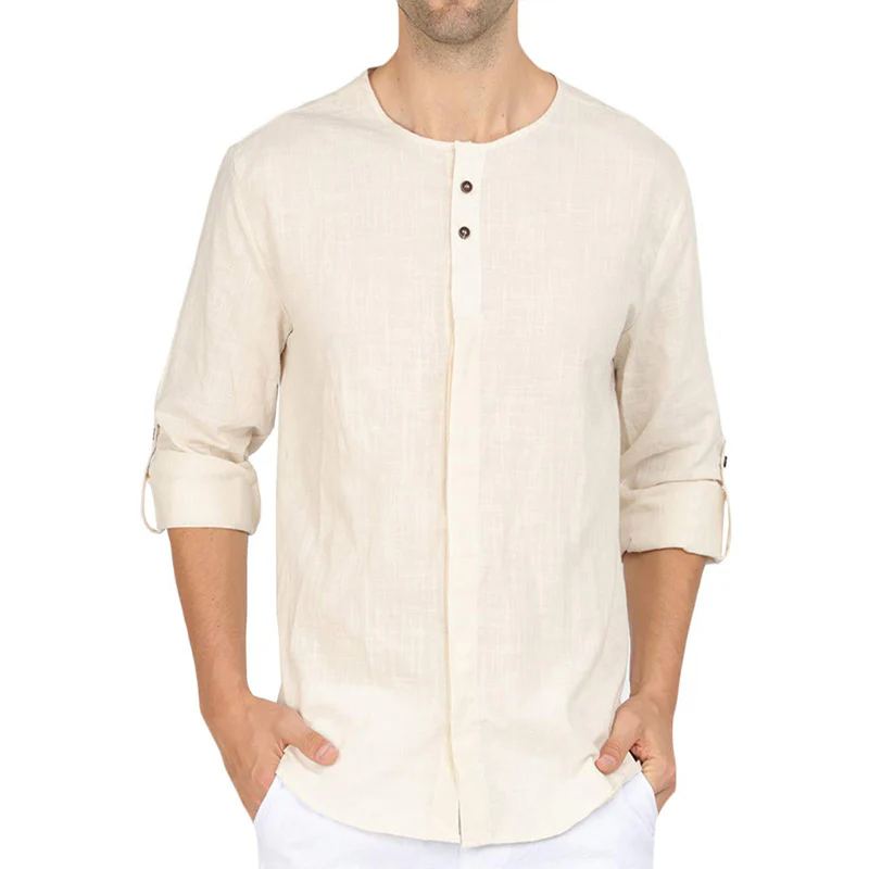 DEANWANGKT 2025 Popular trade new  men's cotton and linen shirts  popular casual linen long-sleeved shirts men's autumn and winter - Deanwangkt