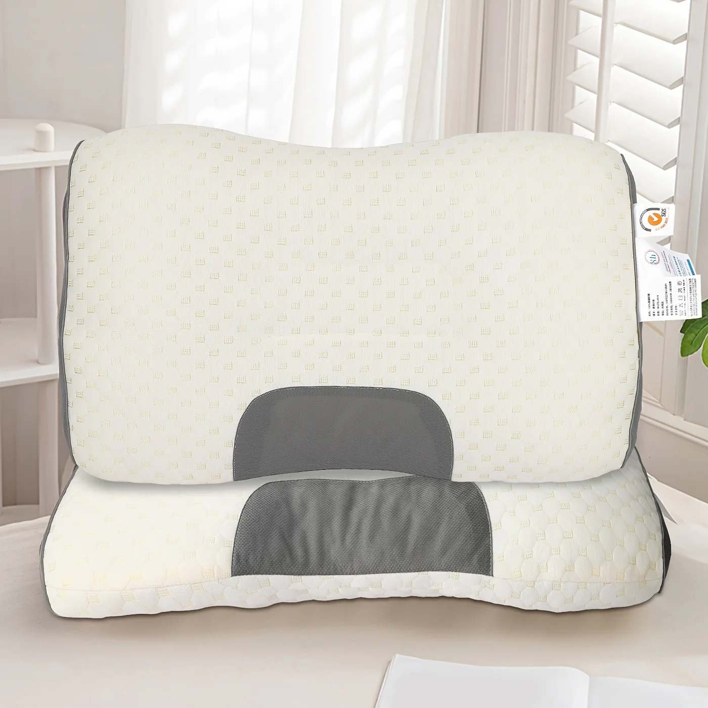 1pc/2pcs Knitted Cotton Thin Pillow With Cervical Neck Protection, Sleep Massage Pillow Core, Moisture Absorbing Breathable Household Bedding Pillow Suitable For Living Room, Bedroom, Home Decoration - Deanwangkt