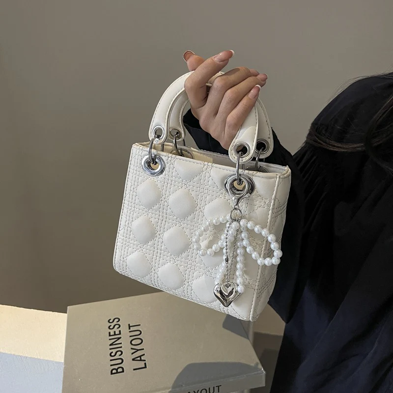 Beibei Shangpin  New High-Grade Bag Sheepskin Pattern Rhombus Diana Bag Portable Shoulder Crossbody Female Bags - Deanwangkt