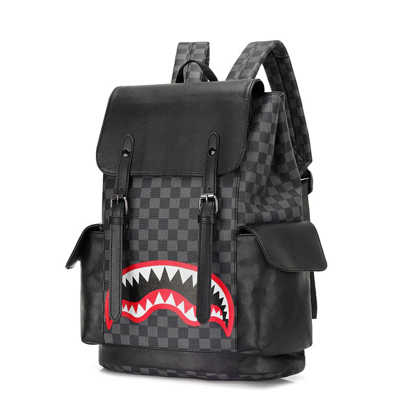 deanwangkt Cross-Border Men's Backpack Square Fashion Brand Retro Men's Leisure Schoolbag Pu Large Capacity Middle School Students' Backpack - Deanwangkt