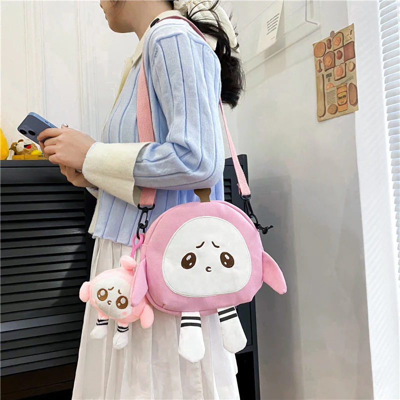 Egg Puff Bag New Cartoon Egg Puff Party Bag Canvas Bag Shoulder Messenger Bag Canvas Bag Casual Bag - Deanwangkt