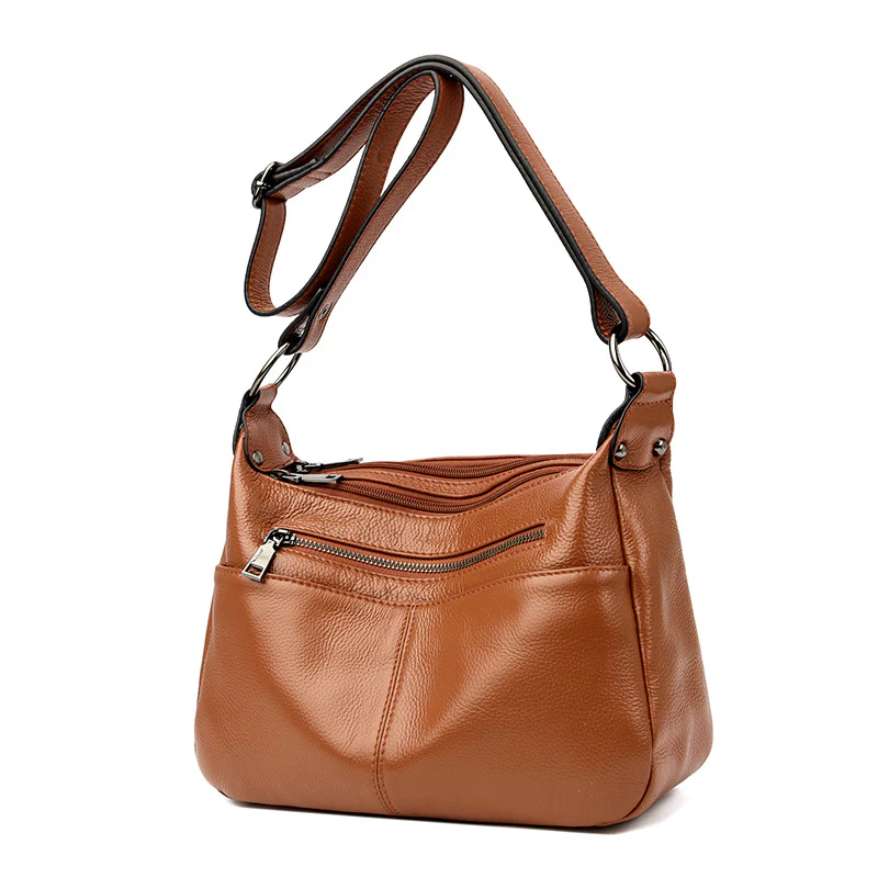 to Give Mom First Layer Cowhide Women Bag  Middle-Aged Simple Messenger Bag Versatile Handheld Shoulder Soft Leather Bag Fashion - Deanwangkt