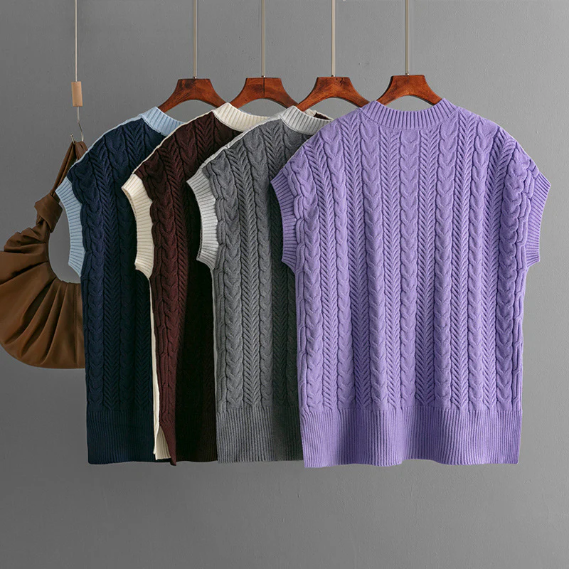 DEANWANGKT autumn and winter new sweaters 2025 knitted vest jumper V-neck vest sweater sleeveless top women - Deanwangkt