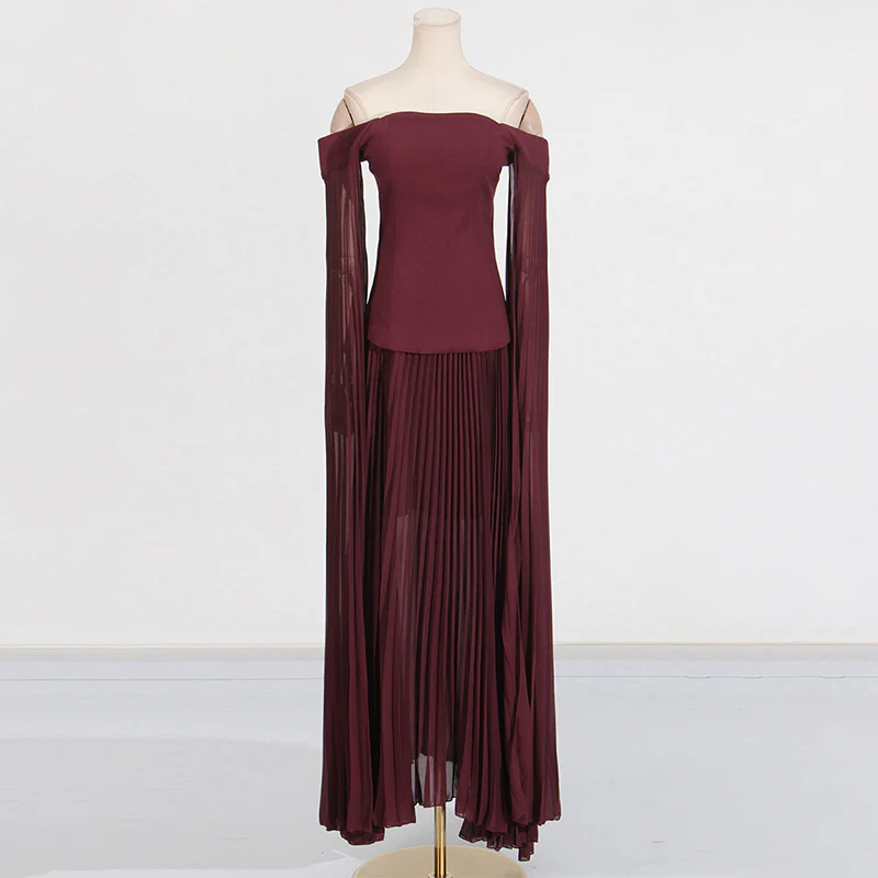 2025 spring new  style fashion suit femininity elegant fashion one-word shoulder splicing spring two-piece set - Deanwangkt