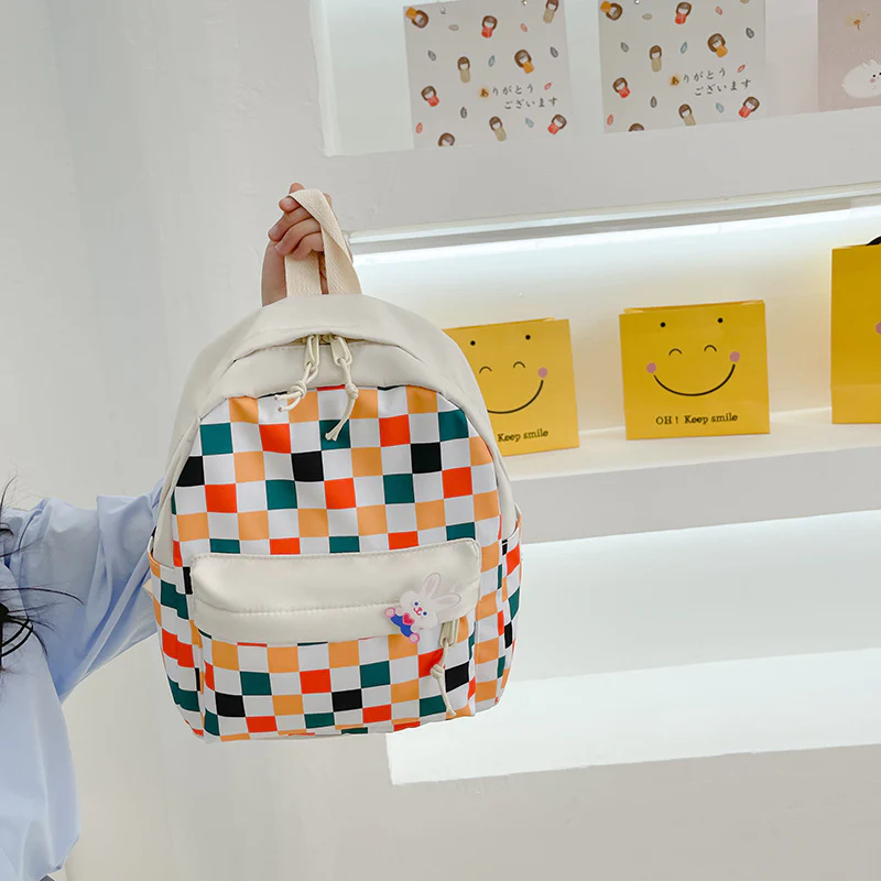 deanwangkt  New Korean Style Boys and Girls Kindergarten Backpack Personality Ins Fashion Hit Checked Backpack Advanced, Intermediate and Elementary Classes Backpack - Deanwangkt