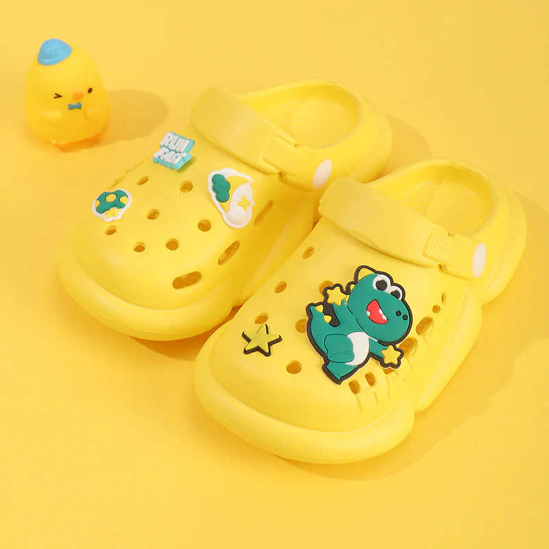 DEANWANGKT Baby Non-Slip Eva Slippers Cartoon Children's Closed Toe Hole Shoes Soft Soft Bottom Children Outer Sandals - Deanwangkt