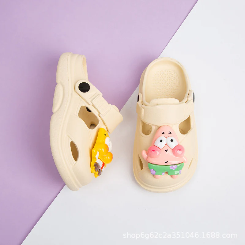 DEANWANGKT Soft Bottom Comfortable Spring and Summer Older Younger Child Closed Toe Half Slippers Summer Children Baby Cute Cartoon Slippers - Deanwangkt