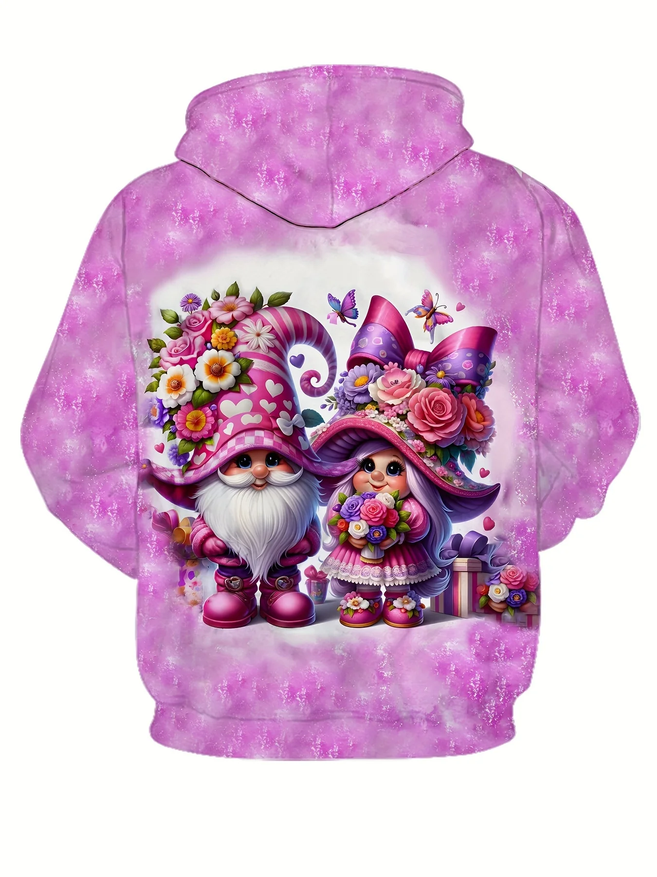 Women's Cute 3D Floral Fantasy Hoodie with Pocket - Polyester Blend Long Sleeve Pullover with Hood - Casual Knit Fabric Fashion Hooded Sweatshirt for All Seasons - Vivid Christmas Pattern Design - Deanwangkt