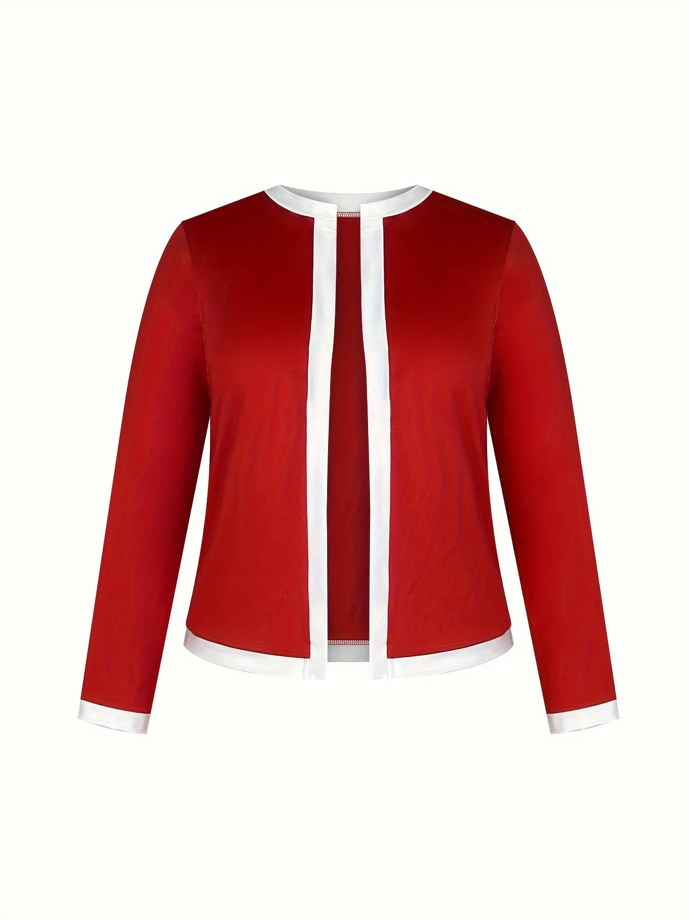 Elegant Plus Size Women's Christmas Outfit - Long Sleeve Open Front Jacket & Animal Print Dress Set, Stretchy Polyester Blend, Machine Washable - Deanwangkt