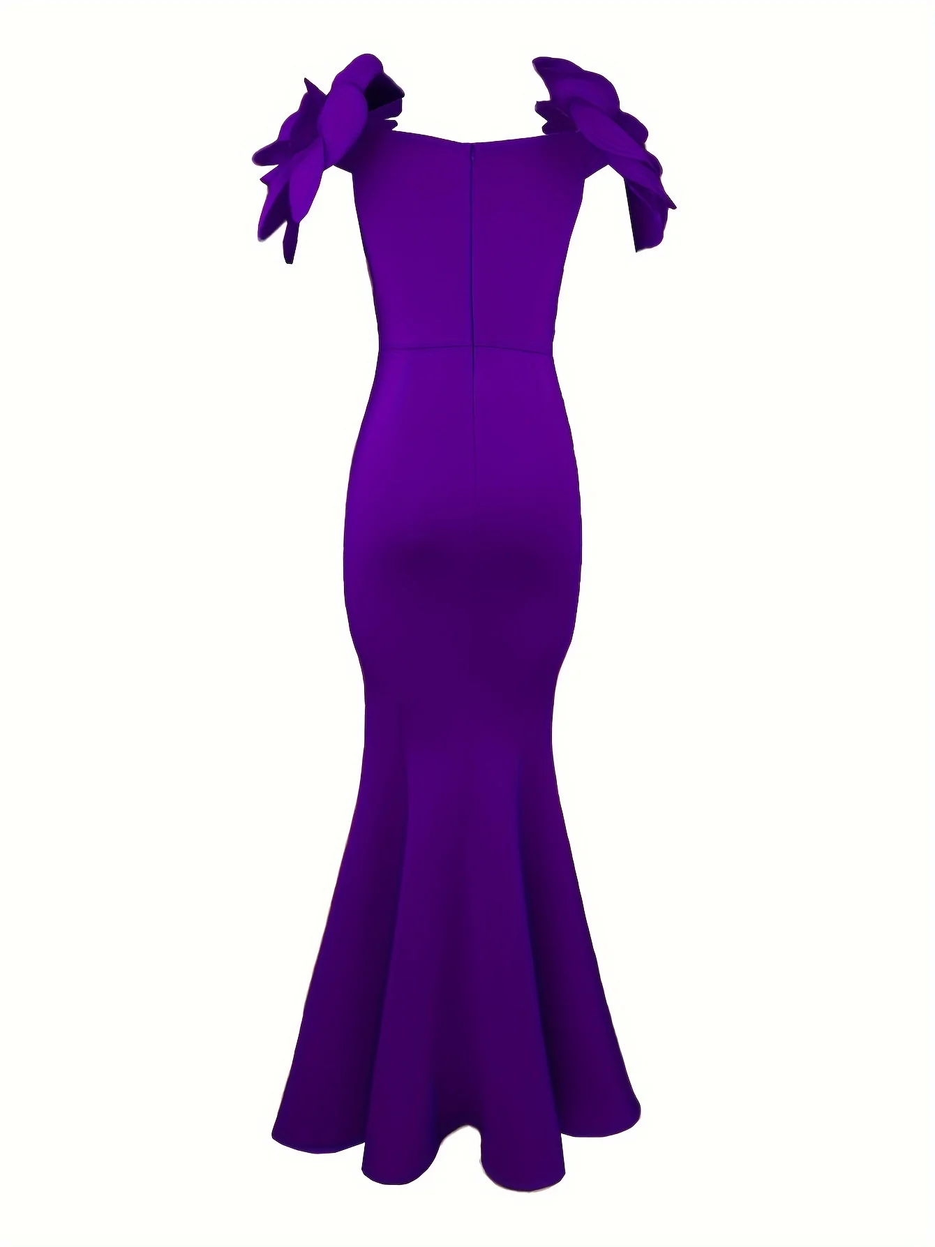 Long Sleeve Elegant Solid V Neck Mermaid Bridesmaid Dress - Ruffle Detailing, Bodycon Fit, Mid Elasticity Polyester Fabric - Perfect for Wedding, Occasion, Engagement, Ceremony, and Evening Party - Deanwangkt