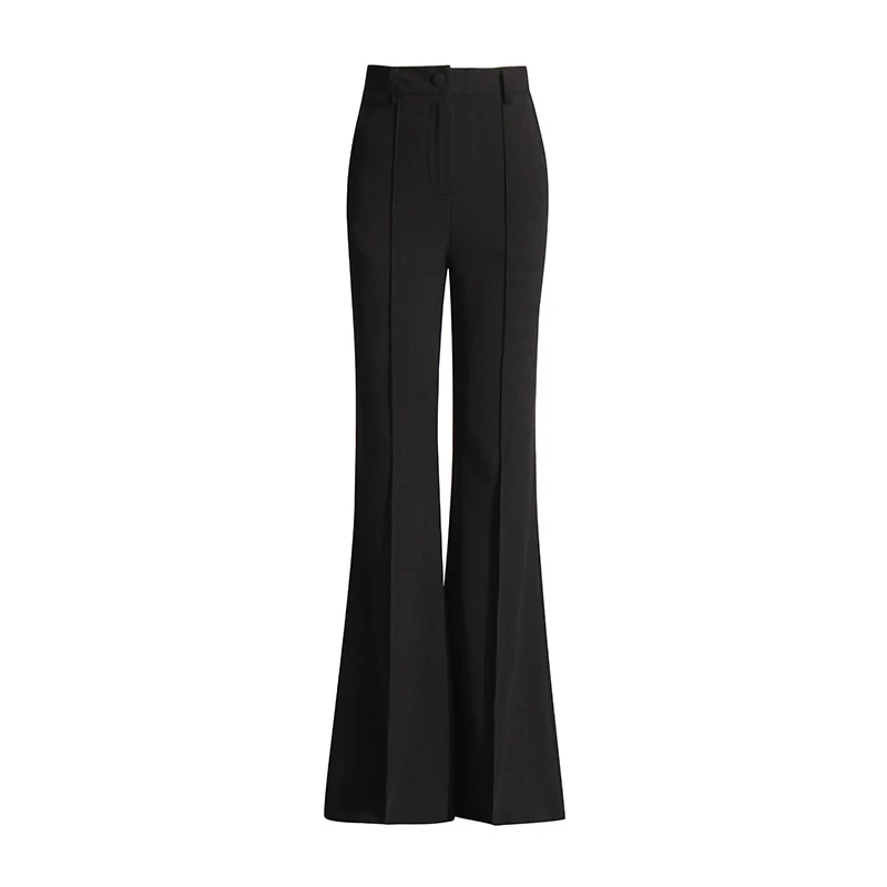 2025 spring new fashion beaded long-sleeved slim-fit blazer + high-waisted micro-pull straight-leg pants two-piece set - Deanwangkt