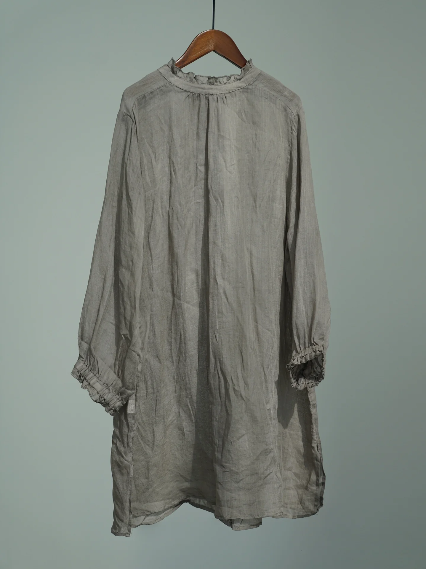 Original retro literary lace collar loose ramie long shirt, summer sunshade clear two wear cardigan W25050 - Deanwangkt