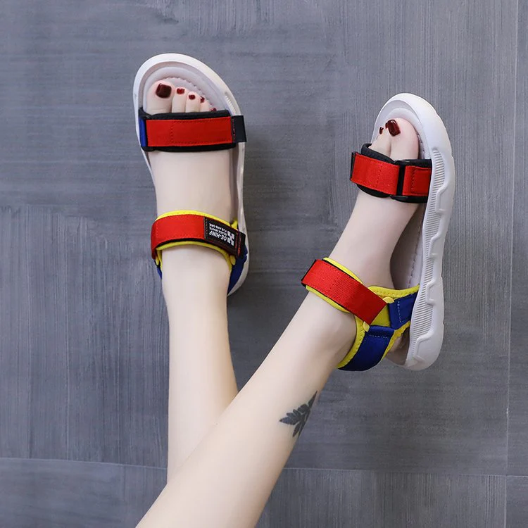 DEANWANGKT  Sports Clunky Sandals for Women  New Summer Fashion Student Casual Flat Fairy Style Ins Trendy Beach Shoes - Deanwangkt