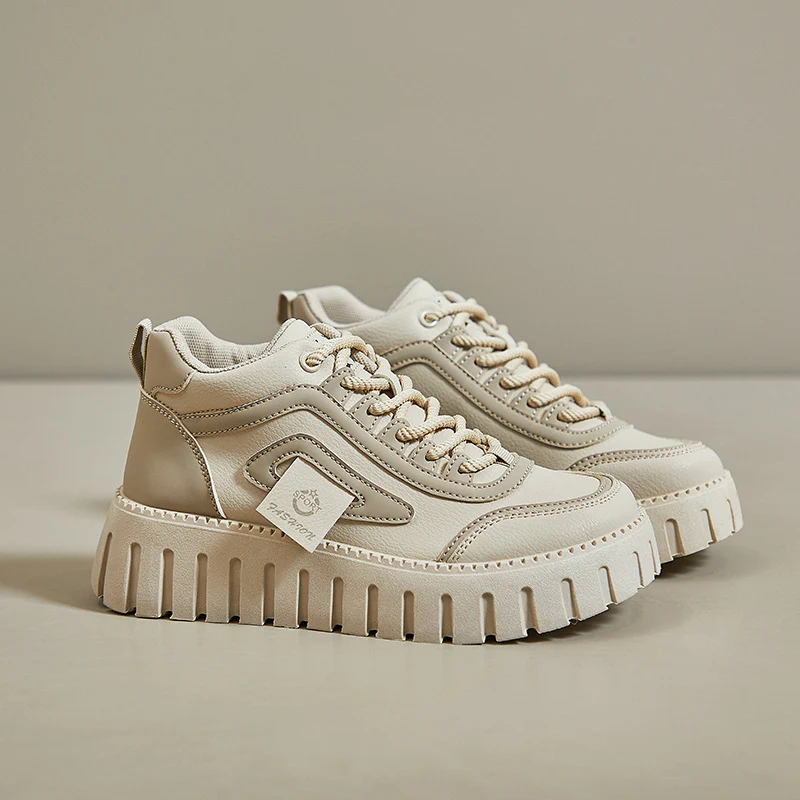 2025 spring new ins Korean version of high-top little white shoes female students high-top platform casual shoes street shot KT12261 - Deanwangkt