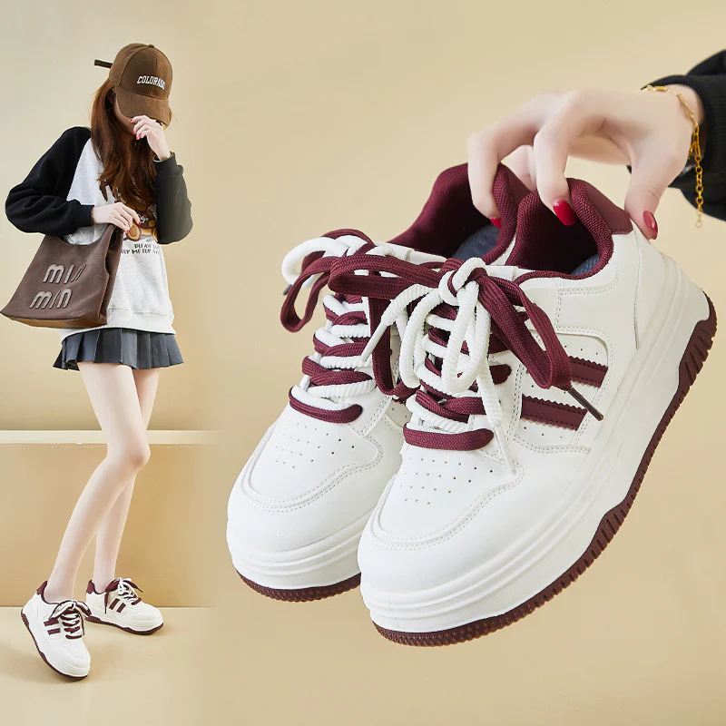 2025 spring little white shoes new Korean version ins female students platform heightening sports board shoes casual shoes XW-318 - Deanwangkt