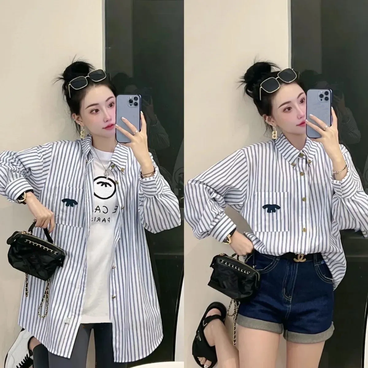 Autumn with the same niche new shirt loose men and women with casual fashion sunscreen striped shirt coat tide - Deanwangkt