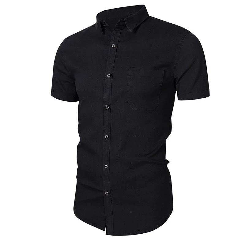 DEANWANGKT 2025 Hot Trade Men's Short Sleeve Shirt Men's Casual,  Men's Summer Denim Non-ironing Shirt Business - Deanwangkt