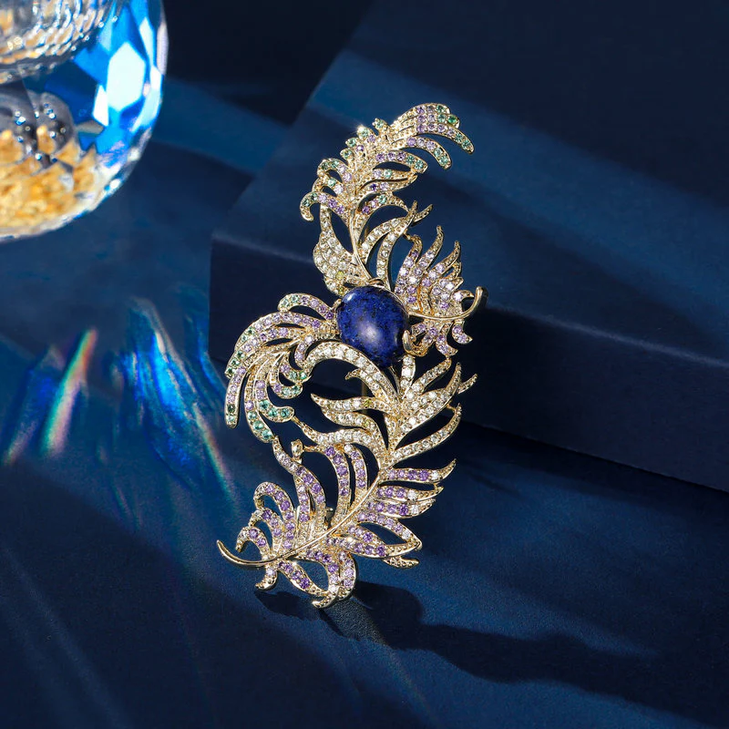 2025 New high-end feather brooch elegant temperament palace style autumn and winter clothing autumn and winter coats jacket accessories wholesale - Deanwangkt