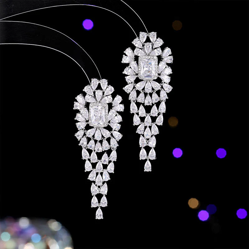 2025 jewelry heavy industry irregular copper inlaid zircon earrings palace retro flower brand bridal high-end banquet earrings - Deanwangkt