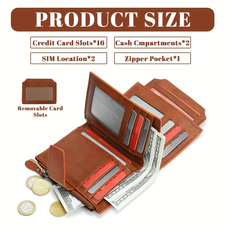 Premium Genuine Leather Bifold Wallet for Women - Sleek & Secure with RFID Blocking - Petite, Practical, and Perfect for Everyday Use - Deanwangkt