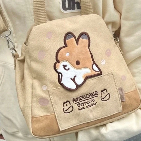 deanwangkt - Japanese Cute Cartoon Rabbit Large Capacity Canvas Bag Women's Bag Tote Bag Crossbody Bag Messenger Bag Wallet Mini Bag - Deanwangkt