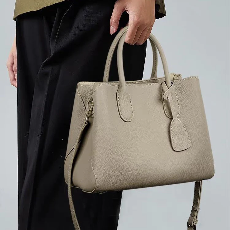 First Layer Cowhide Bag Women's  Spring and Summer New Shoulder Portable Messenger Bag Large Capacity Versatile Elegant Big Bag - Deanwangkt