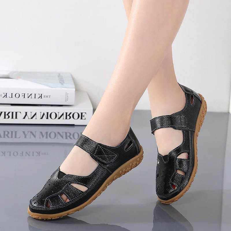 DEANWANGKT  Cross-Border plus Size Loafers Spring/Summer New Women's Sandals Hollowed Women's Shoes Hole Shoes Mom Shoes Women's Shoes - Deanwangkt
