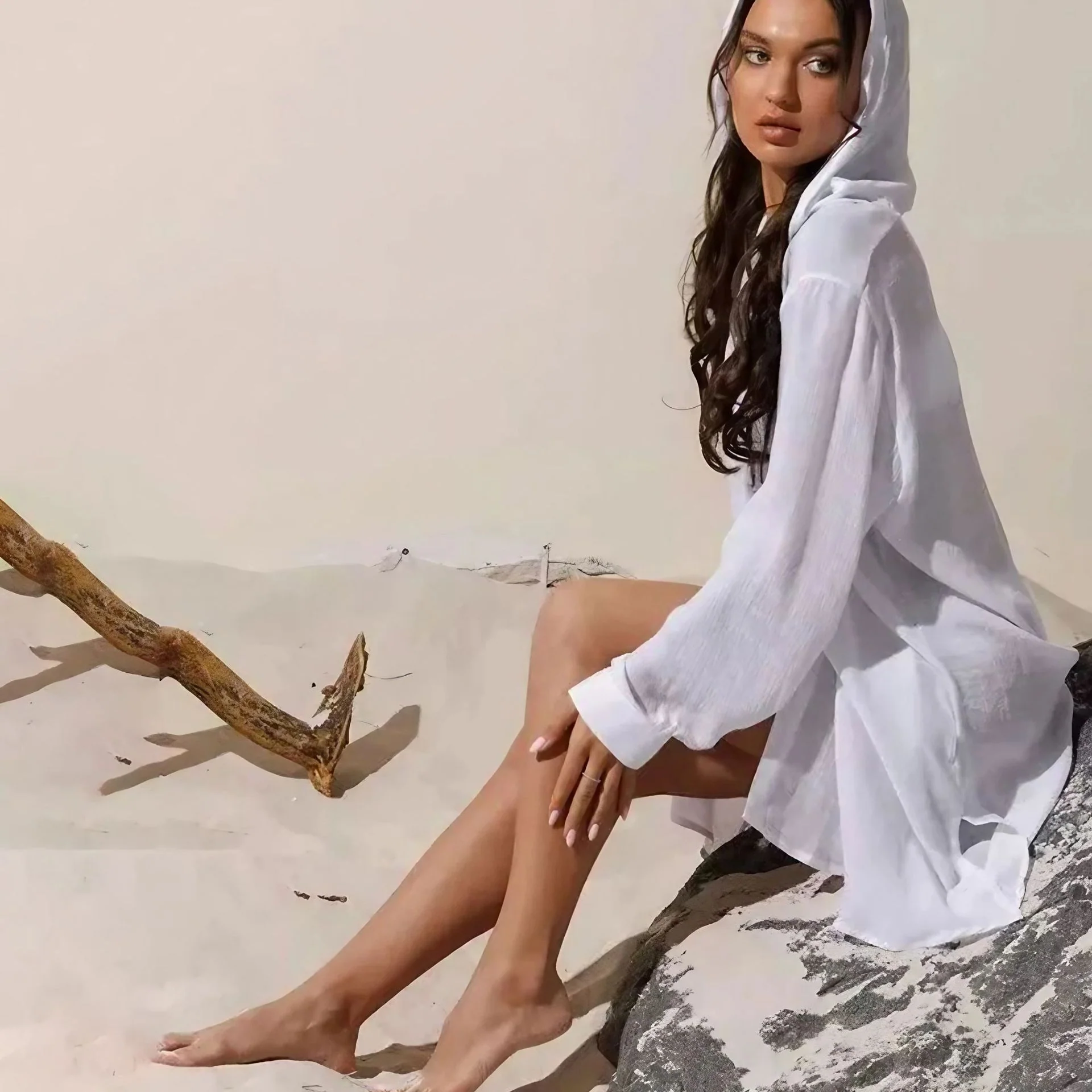 DEANWANGKT 2025New products in !!  beach skirts for women's leisure and vacation solid color pullover bikini swimsuit blouse sunscreen clothing - Deanwangkt