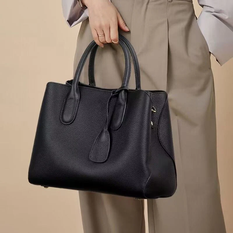 First Layer Cowhide Bag Women's  Spring and Summer New Shoulder Portable Messenger Bag Large Capacity Versatile Elegant Big Bag - Deanwangkt